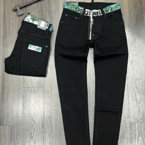 Quần jeans trơn khóa lệch basic